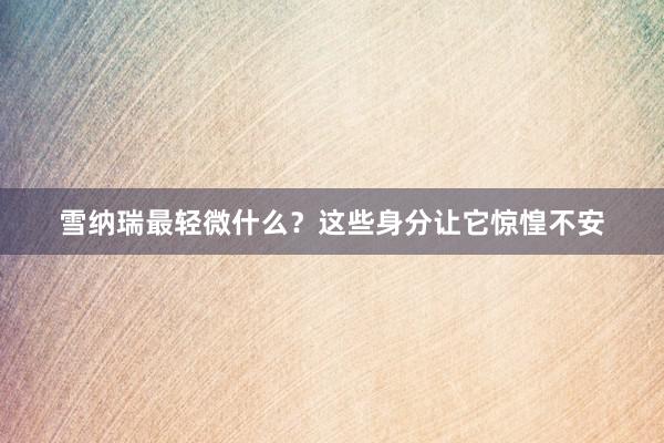 雪纳瑞最轻微什么？这些身分让它惊惶不安