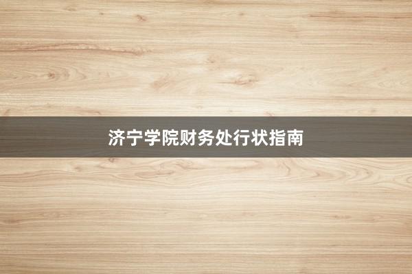 济宁学院财务处行状指南
